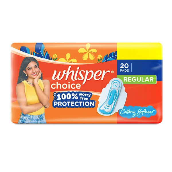 Whisper Choice Wings Sanitary Pads Regular, 20 Count, Pack of 1