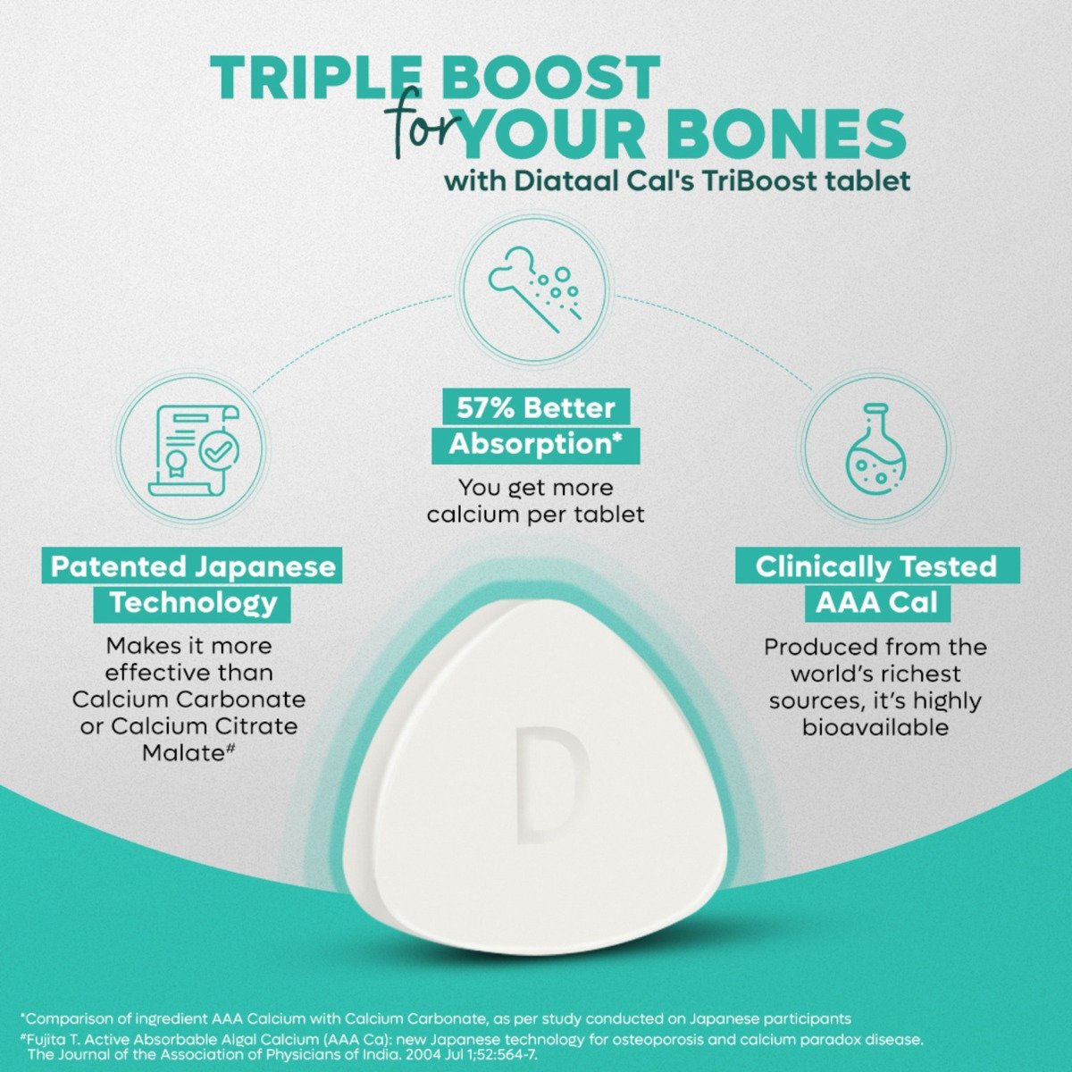 Diataal Cal Strong Bones 10 Tablets | Clinically Tested AAA Calcium + 400 IU Vit D3 + Glycine | 57% Better Absorption | For Strong Bones, Joints & Muscles | Patented Japanese Tech |, Pack of 10 Diataal Cal Strong Bones 10 Tablets | Clinically Tested AAA Calcium + 400 IU Vit D3 + Glycine | 57% Better Absorption | For Strong Bones, Joints & Muscles | Patented Japanese Tech |, Pack of 10