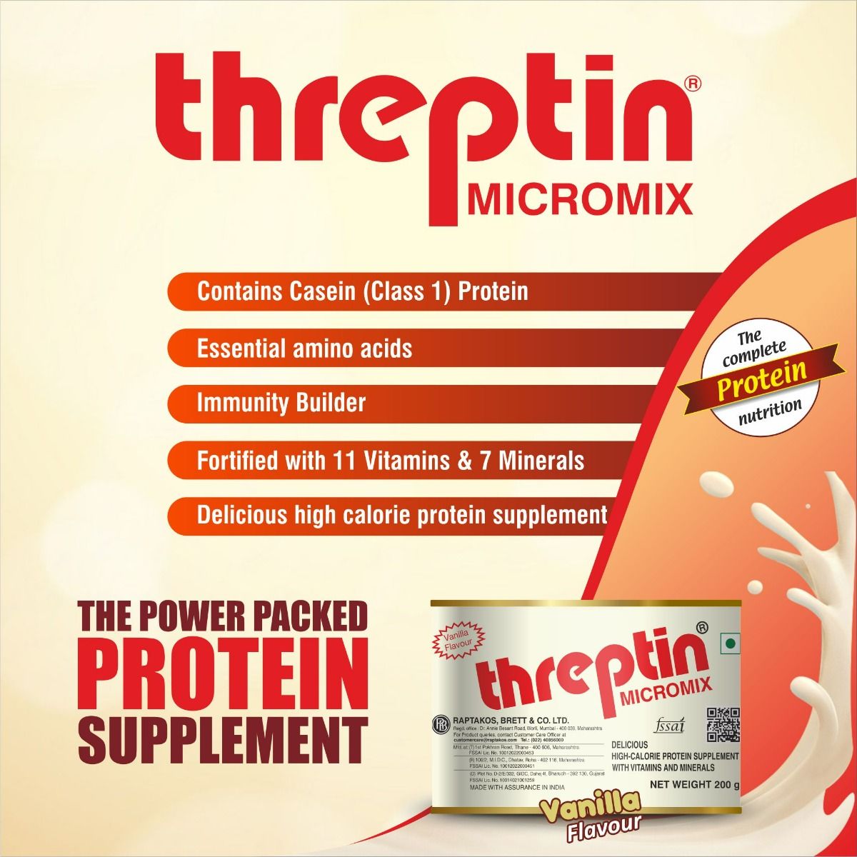 Threptin Micromix Vanilla Flavour Powder 200 Gm Price Uses Side