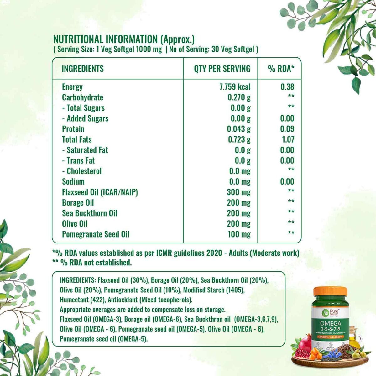 Pure Nutrition Omega 35679 1000 mg, 30 Softgels Price, Uses, Side