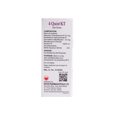 4 Quin KT Eye Drops 5 ml, Pack of 1 Eye Drops