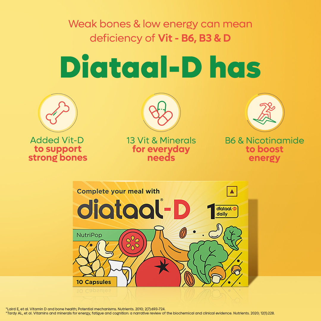 Diataal-D Multivitamin For Men & Women 10 Capsules | vit. D, ALA, B-complex | Sustained Energy | Heart Health | Healthy Blood Sugar Management, Pack of 10 Diataal-D Multivitamin For Men & Women 10 Capsules | vit. D, ALA, B-complex | Sustained Energy | Heart Health | Healthy Blood Sugar Management, Pack of 10