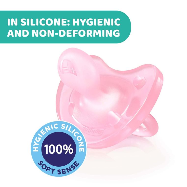 Chicco Ciuccio Physio Soft In Silicone 0-6 Mesi Rosa - Ortodontico E Morbido, Confezione Da 1