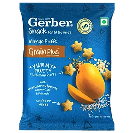 GERBER Snacks Mango Puffs for Little Ones, 25 gm