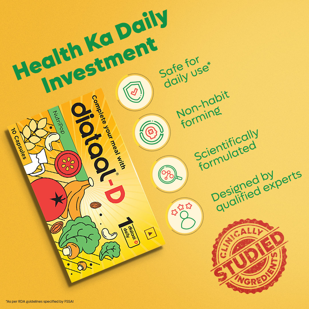 Diataal-D Multivitamin For Men & Women 10 Capsules | vit. D, ALA, B-complex | Sustained Energy | Heart Health | Healthy Blood Sugar Management, Pack of 10 Diataal-D Multivitamin For Men & Women 10 Capsules | vit. D, ALA, B-complex | Sustained Energy | Heart Health | Healthy Blood Sugar Management, Pack of 10