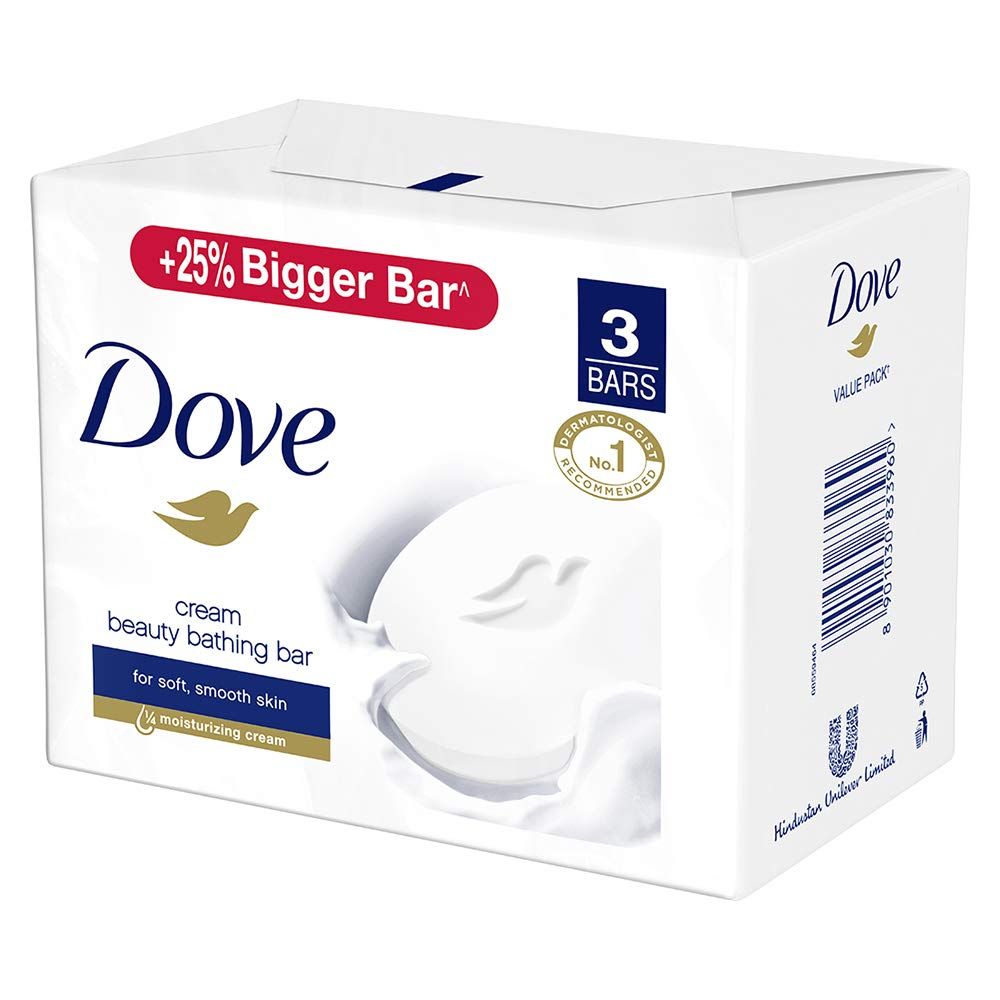 Dove Cream Beauty Bathing Bar, 375 gm (3x125 gm), Pack of 1 