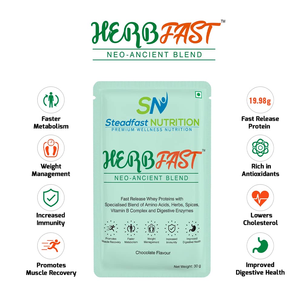 Steadfast Nutrition Herbfast Chocolate Flavour Powder, 30 gm, Pack of 1 