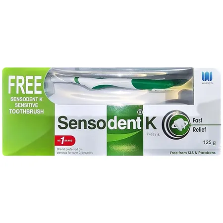 Sensodent K Fast Relief  Toothpaste with Toothbrush, 125 gm
