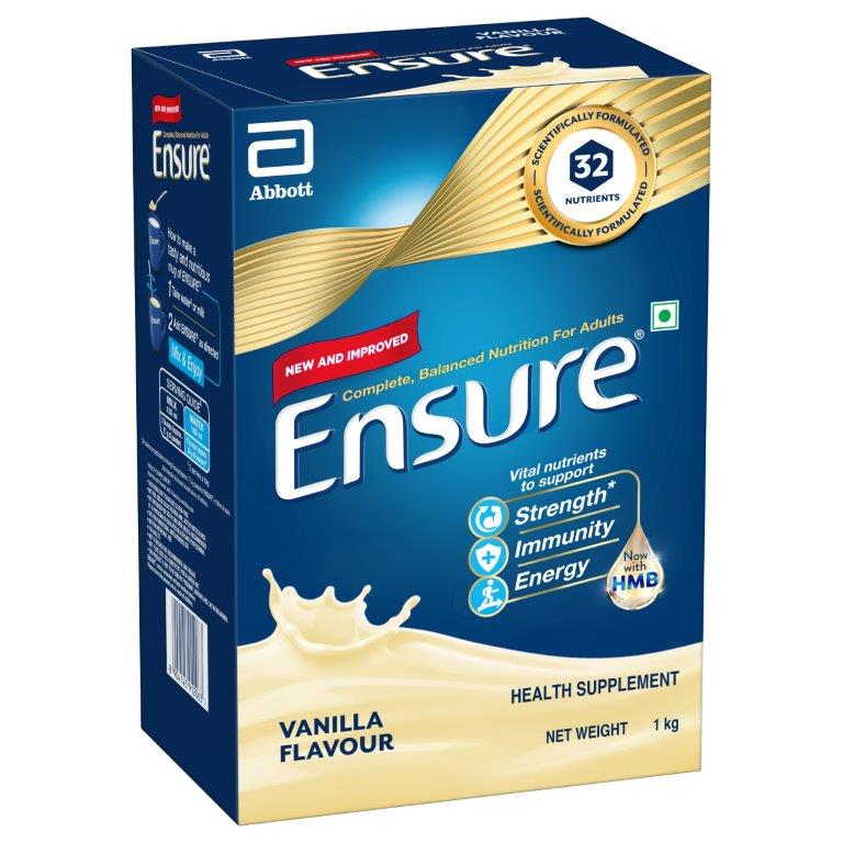 Ensure Complete, Balanced Nutrition Drink Vanilla Flavour Powder for Adults, 1 kg Now with HMB