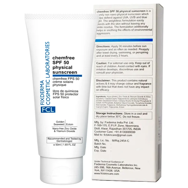 Fixderma Cosmetic Laboratories (FCL) Chemfree SPF 50 Physical Sunscreen, 50 ml