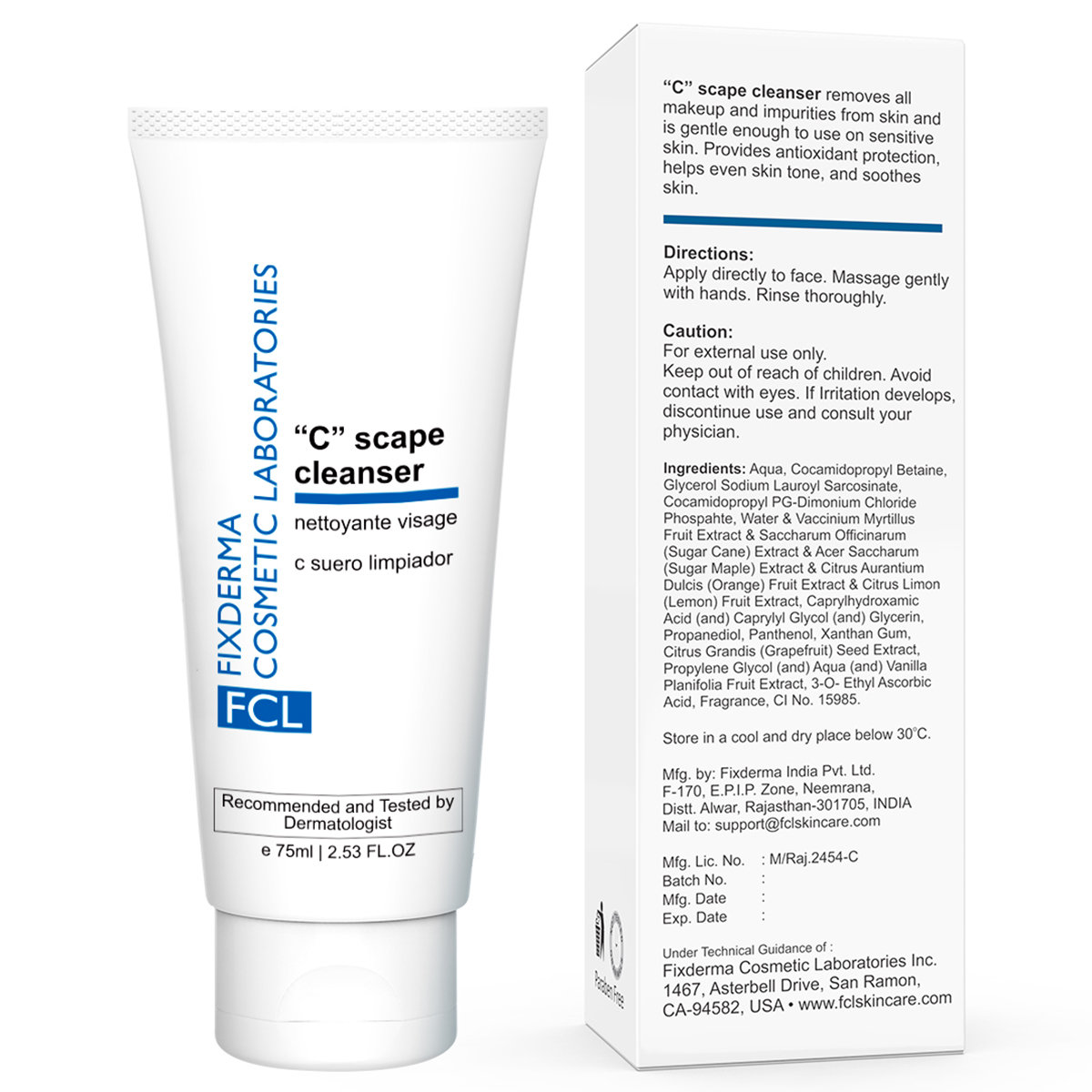 Fixderma Cosmetic Laboratories (FCL) C Scape Cleanser, 75 ml, Pack of 1 Fixderma Cosmetic Laboratories (FCL) C Scape Cleanser, 75 ml, Pack of 1