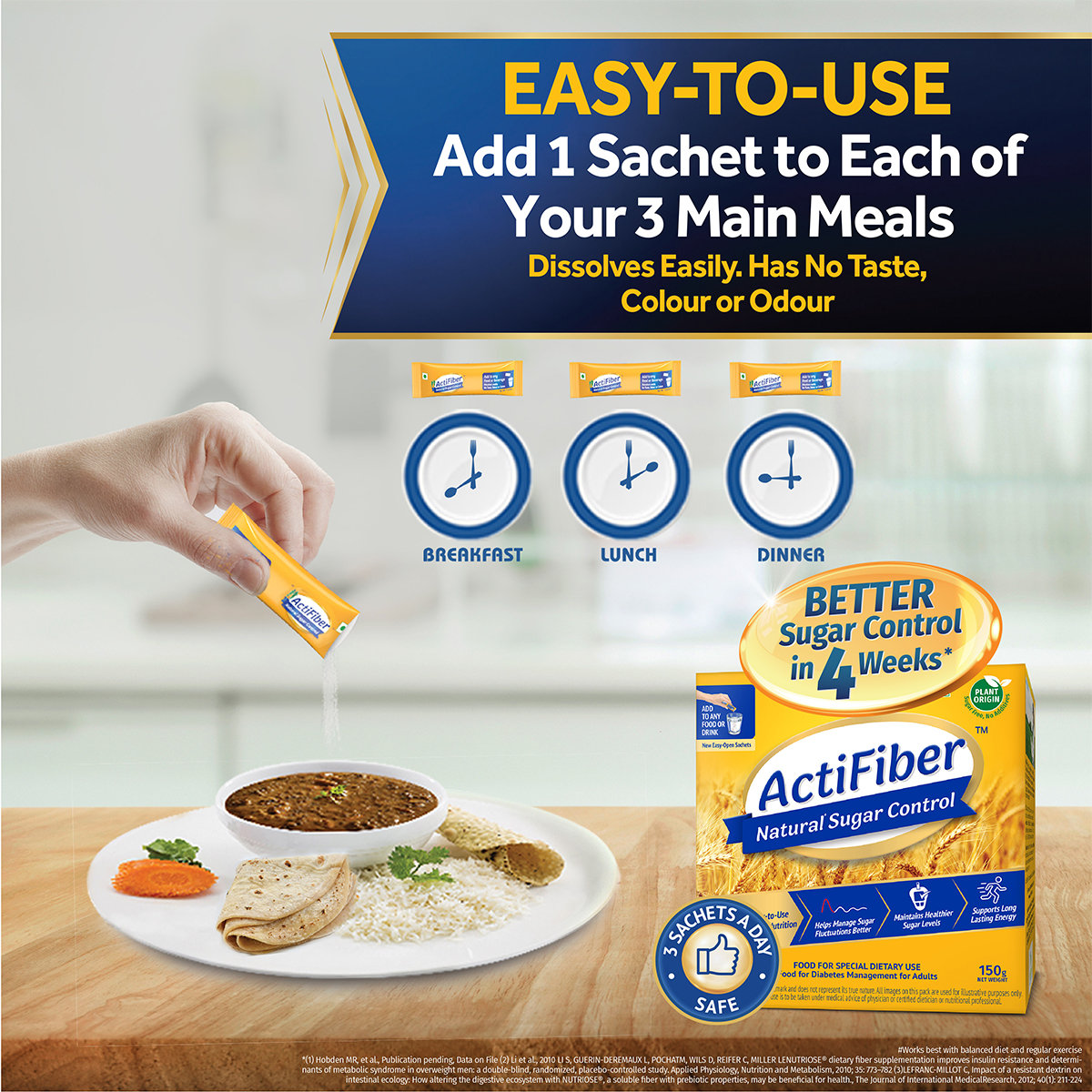 ActiFiber Natural Sugar Control | Food for Special Dietary Use for Diabetes Management | Manage Blood Sugar Fluctuations Better | Clinically Proven | Plant Origin | Easy to Use (150Gms Pack, 30Sachets), Pack of 1 ActiFiber Natural Sugar Control | Food for Special Dietary Use for Diabetes Management | Manage Blood Sugar Fluctuations Better | Clinically Proven | Plant Origin | Easy to Use (150Gms Pack, 30Sachets), Pack of 1