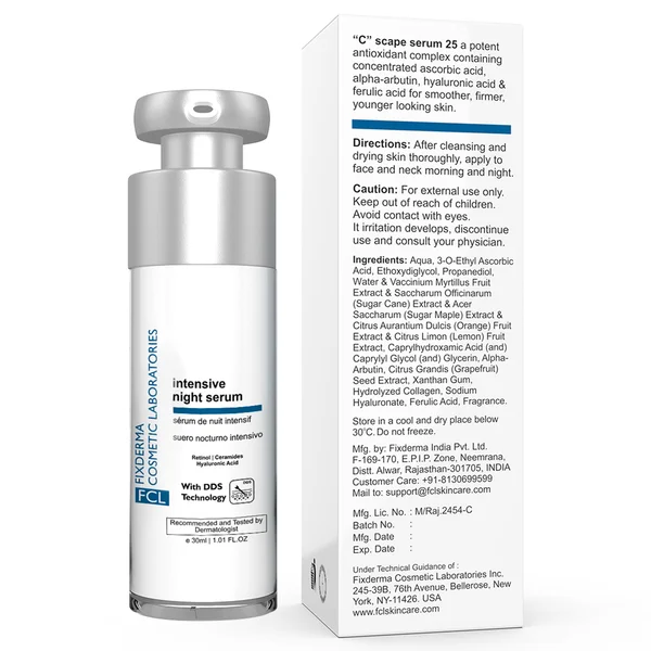 Fixderma Cosmetic Laboratories (FCL) Intensive Night Serum, 30 ml