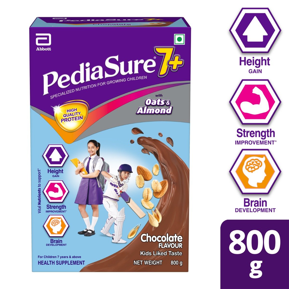 Pediasure 7+ Chocolate Flavour Specialized Nutrition Powder for Growing Children, 800 gm, Pack of 1 Pediasure 7+ Chocolate Flavour Specialized Nutrition Powder for Growing Children, 800 gm, Pack of 1