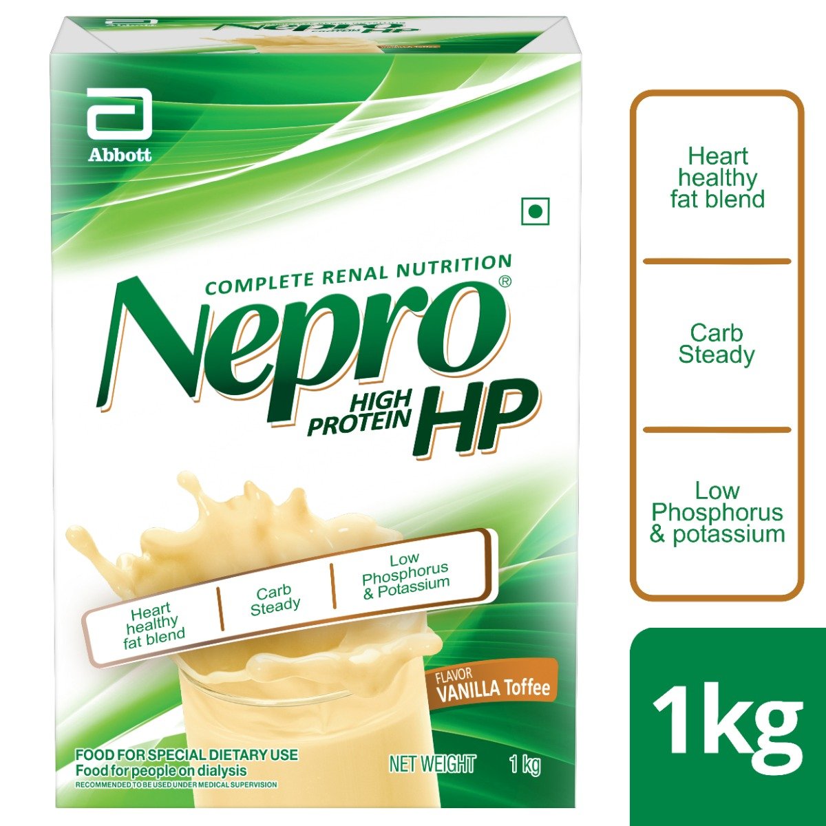 Nepro Complete Renal Nutrition High Protein Vanilla Toffee Flavour Powder for Adults, 1 kg, Pack of 1 Nepro Complete Renal Nutrition High Protein Vanilla Toffee Flavour Powder for Adults, 1 kg, Pack of 1