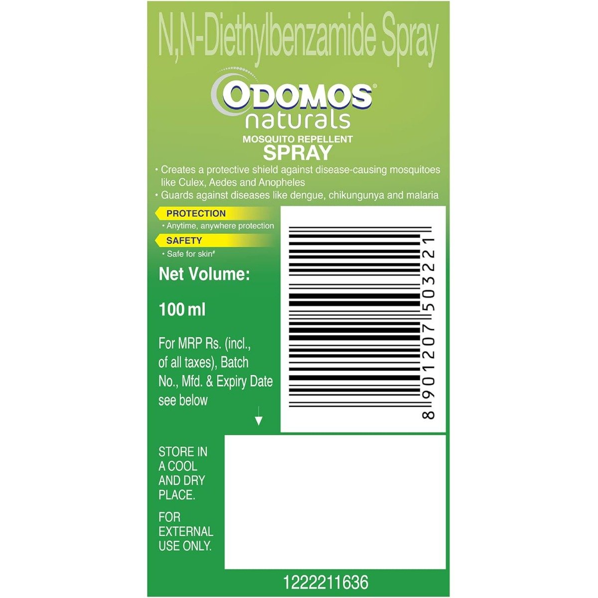Odomos Naturals Mosquito Repellent Spray, 100 ml, Pack of 1 Odomos Naturals Mosquito Repellent Spray, 100 ml, Pack of 1