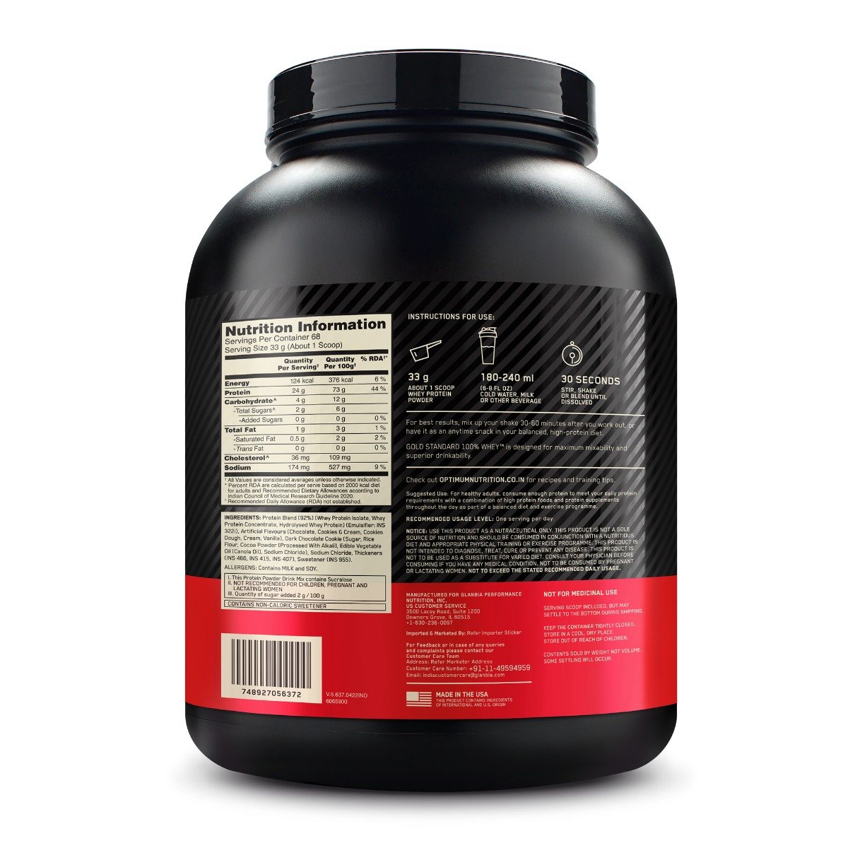 Optimum Nutrition (ON) Gold Standard 100% Whey Protein Cookies & Cream Flavour Powder, 2.27 kg, Pack of 1 Optimum Nutrition (ON) Gold Standard 100% Whey Protein Cookies & Cream Flavour Powder, 2.27 kg, Pack of 1