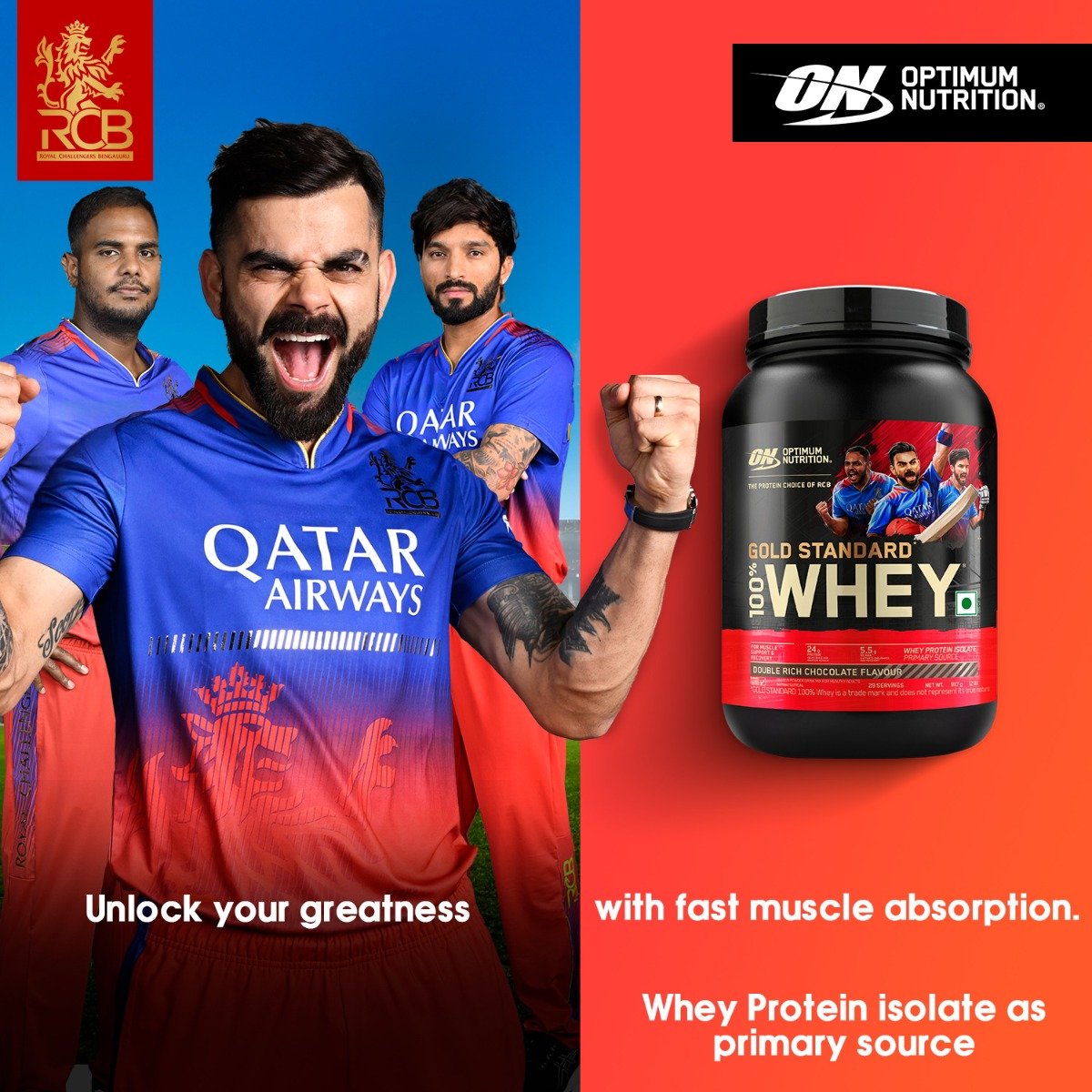 Optimum Nutrition (ON) Gold Standard 100% Whey Protein Double Rich Chocolate Flavour Powder, 907 gm, Pack of 1 Optimum Nutrition (ON) Gold Standard 100% Whey Protein Double Rich Chocolate Flavour Powder, 907 gm, Pack of 1