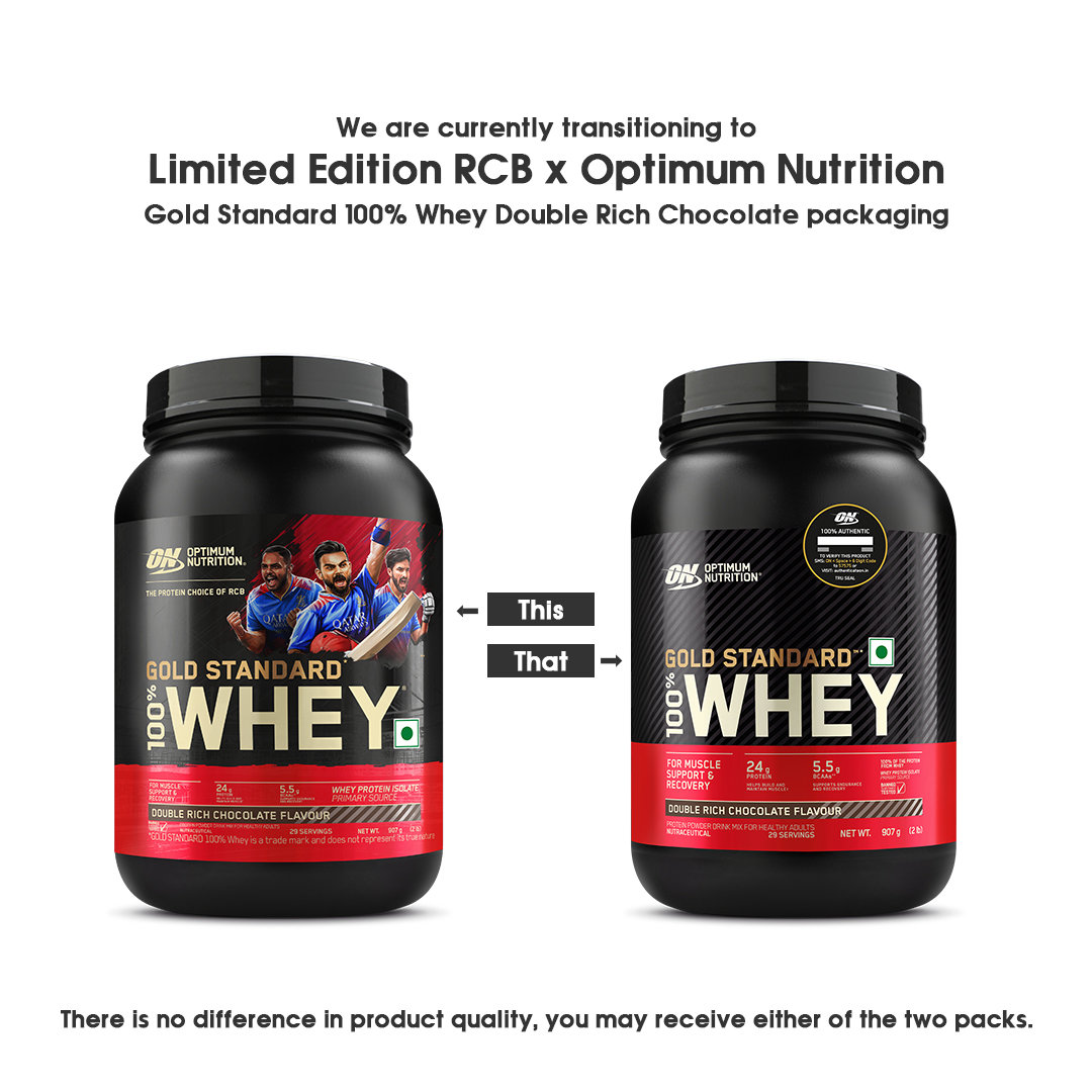 Optimum Nutrition (ON) Gold Standard 100% Whey Protein Double Rich Chocolate Flavour Powder, 907 gm, Pack of 1 Optimum Nutrition (ON) Gold Standard 100% Whey Protein Double Rich Chocolate Flavour Powder, 907 gm, Pack of 1