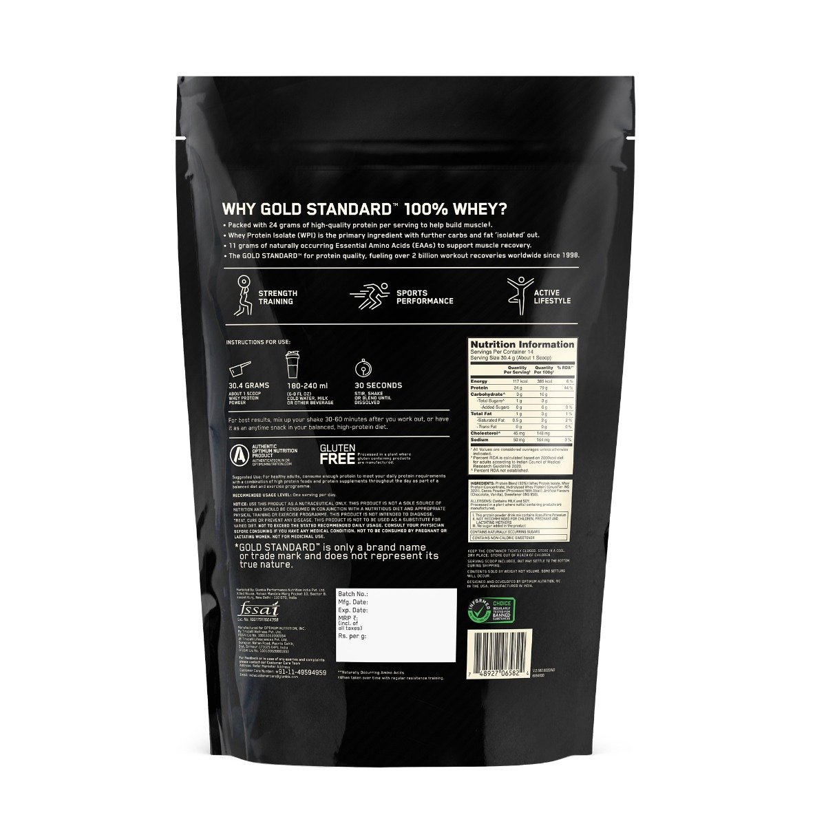 Optimum Nutrition (ON) Gold Standard 100% Whey Protein Double Rich Chocolate Flavour Powder, 454 gm, Pack of 1 Optimum Nutrition (ON) Gold Standard 100% Whey Protein Double Rich Chocolate Flavour Powder, 454 gm, Pack of 1