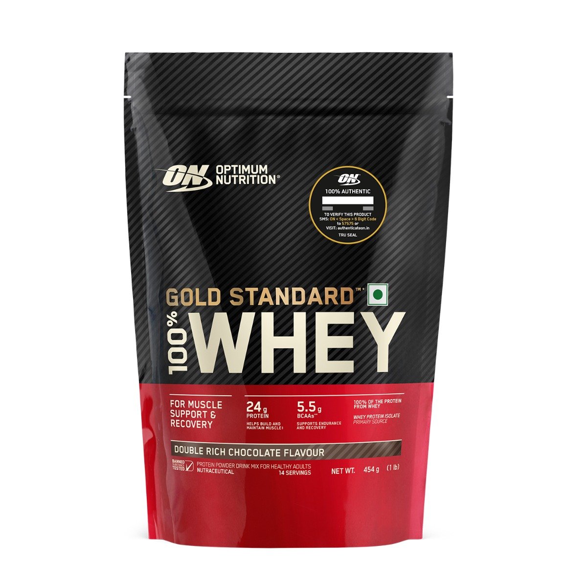 Optimum Nutrition (ON) Gold Standard 100% Whey Protein Double Rich Chocolate Flavour Powder, 454 gm, Pack of 1 Optimum Nutrition (ON) Gold Standard 100% Whey Protein Double Rich Chocolate Flavour Powder, 454 gm, Pack of 1
