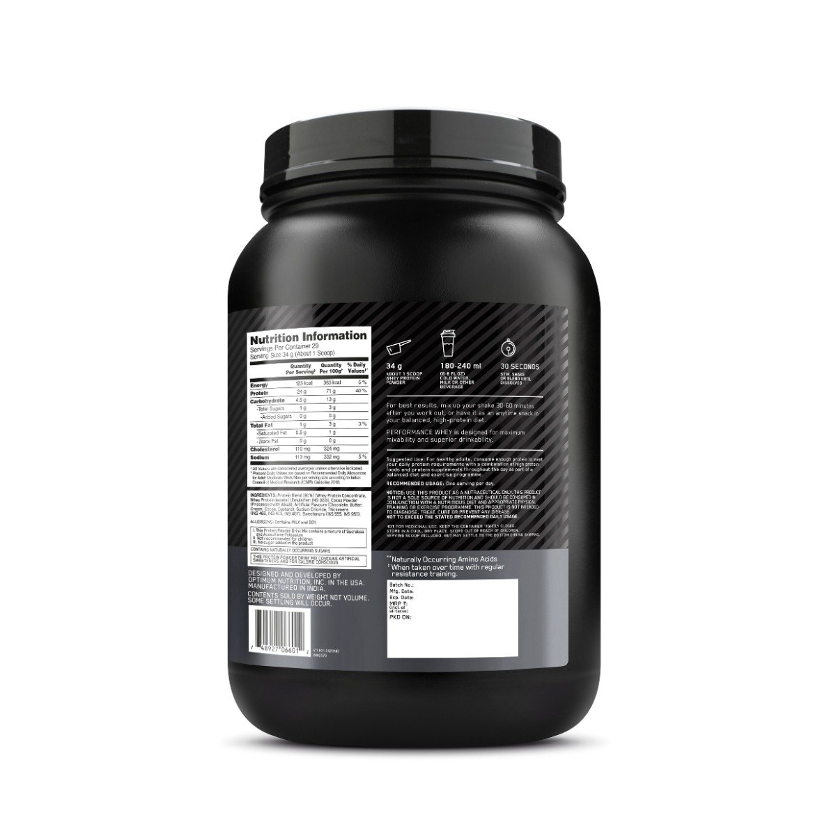 Optimum Nutrition (ON) Performance Whey Protein Chocolate Milkshake Flavour Powder, 1 kg, Pack of 1 Optimum Nutrition (ON) Performance Whey Protein Chocolate Milkshake Flavour Powder, 1 kg, Pack of 1