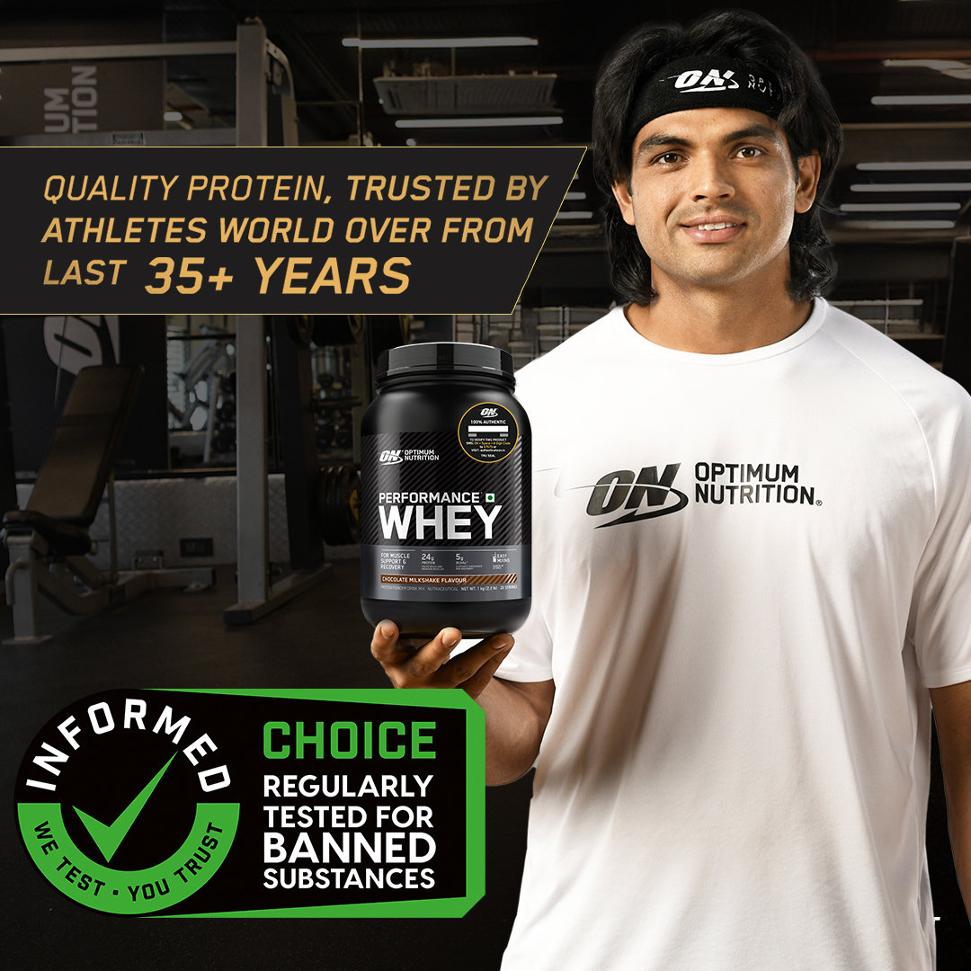 Optimum Nutrition (ON) Performance Whey Protein Chocolate Milkshake Flavour Powder, 1 kg, Pack of 1 Optimum Nutrition (ON) Performance Whey Protein Chocolate Milkshake Flavour Powder, 1 kg, Pack of 1