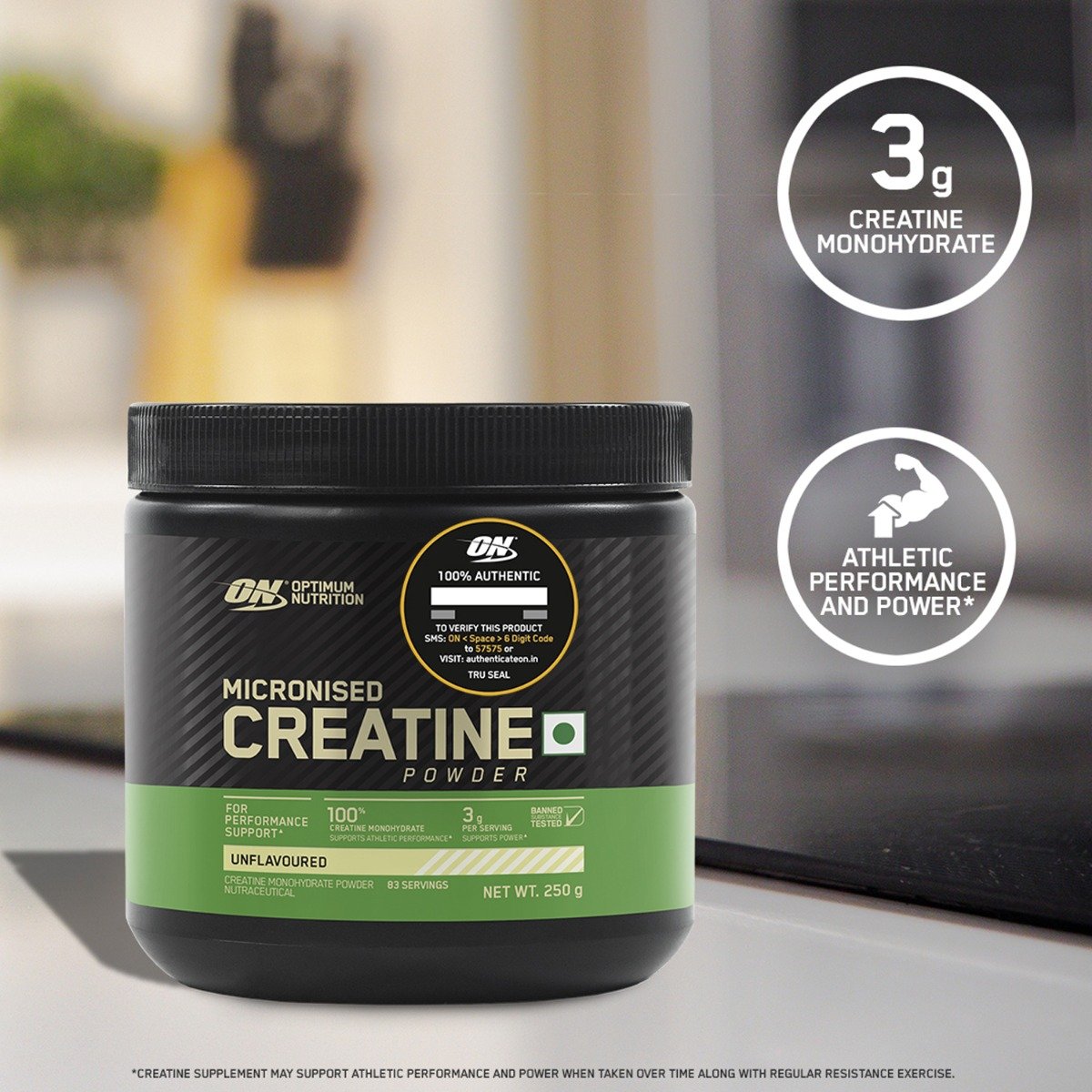 Optimum Nutrition (ON) Micronised Creatine Unflavour Powder, 250 gm, Pack of 1 Optimum Nutrition (ON) Micronised Creatine Unflavour Powder, 250 gm, Pack of 1