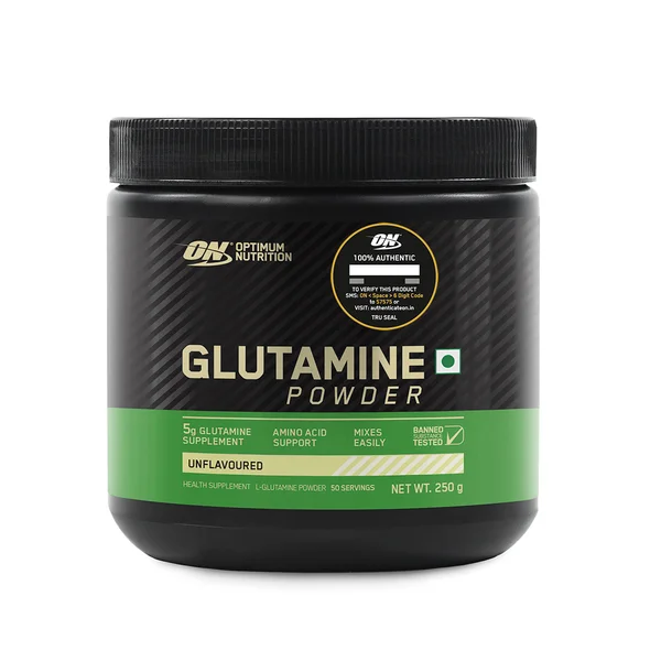 Optimum Nutrition (ON) Glutamine Unflavour Powder, 250 gm, Pack of 1