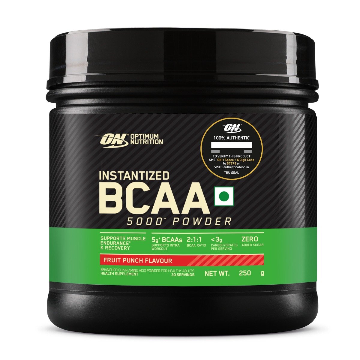 Optimum Nutrition (ON) BCAA Instantized 5000 Fruit Punch Flavour Powder, 250 gm, Pack of 1 Optimum Nutrition (ON) BCAA Instantized 5000 Fruit Punch Flavour Powder, 250 gm, Pack of 1