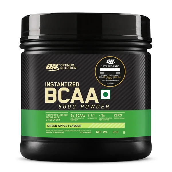 Optimum Nutrition (ON) BCAA Instantized 5000 Green Apple Flavour Powder, 250 gm, Pack of 1