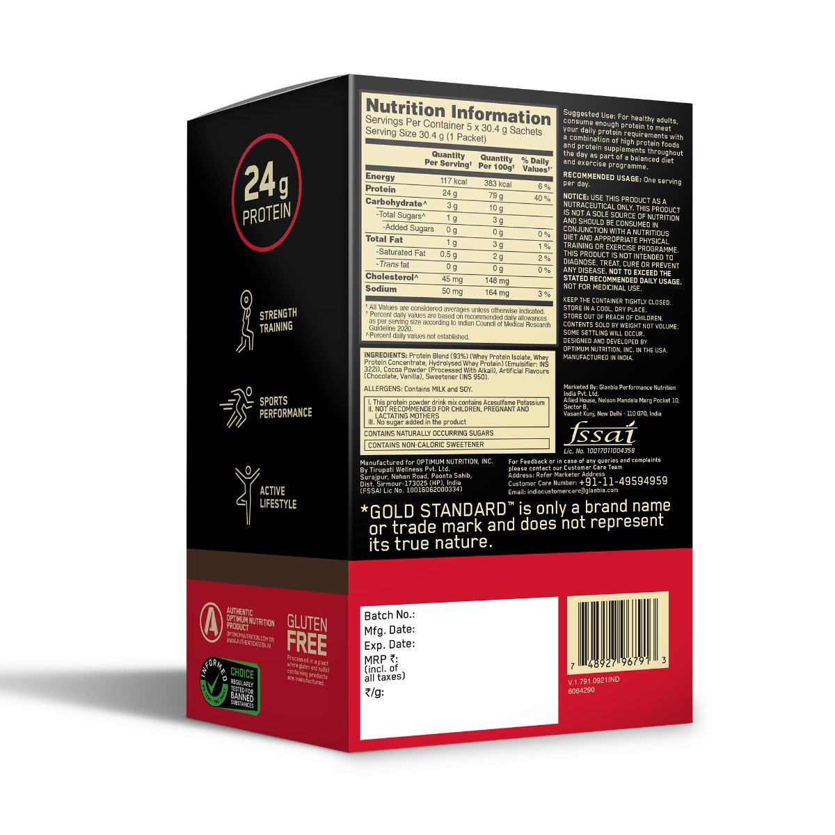 Optimum Nutrition (ON) Gold Standard 100% Whey Protein Double Rich Chocolate Flavour Powder, 5 Sachets x 30.4 gm, Pack of 1 Optimum Nutrition (ON) Gold Standard 100% Whey Protein Double Rich Chocolate Flavour Powder, 5 Sachets x 30.4 gm, Pack of 1