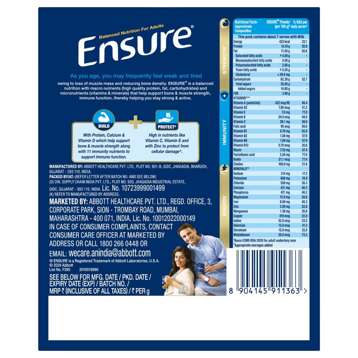 Ensure Balanced Nutrition Vanilla Flavour Powder for Adults, 200 gm, Pack of 1 Ensure Balanced Nutrition Vanilla Flavour Powder for Adults, 200 gm, Pack of 1