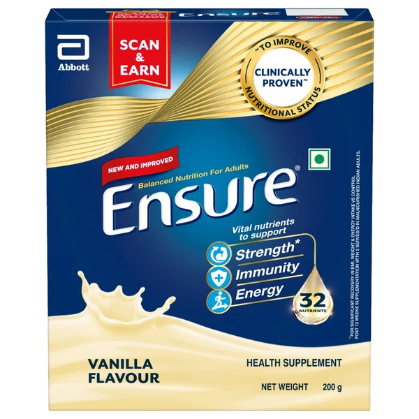 Ensure Balanced Nutrition Vanilla Flavour Powder for Adults, 200 gm, Pack of 1