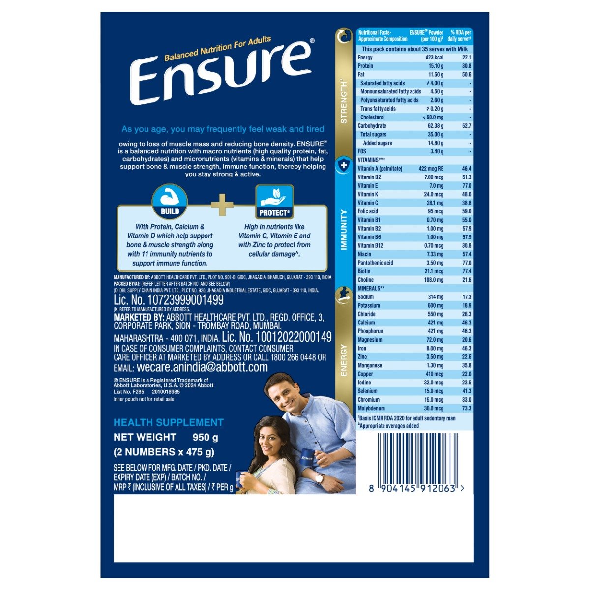 Ensure Balanced Nutrition Vanilla Flavour Powder for Adults, 950 gm, Pack of 1 Ensure Balanced Nutrition Vanilla Flavour Powder for Adults, 950 gm, Pack of 1