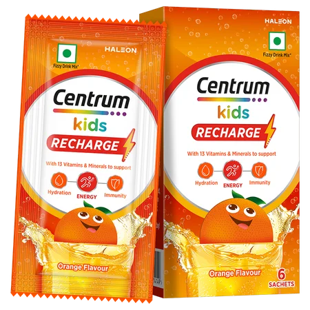 Centrum Recharge Orange Flavour for Kids, 30 gm (6x5gm Sachet)