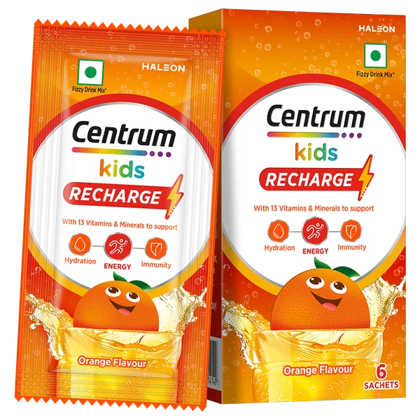 Centrum Recharge Orange Flavour for Kids, 30 gm (6x5gm Sachet), Pack of 1