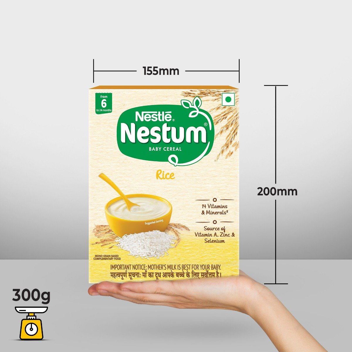 Nestle Nestum Baby Cereal – From 6 to 24 Months, Rice Powder, 300gm Bag-in-Box Pack, Pack of 1 Nestle Nestum Baby Cereal – From 6 to 24 Months, Rice Powder, 300gm Bag-in-Box Pack, Pack of 1