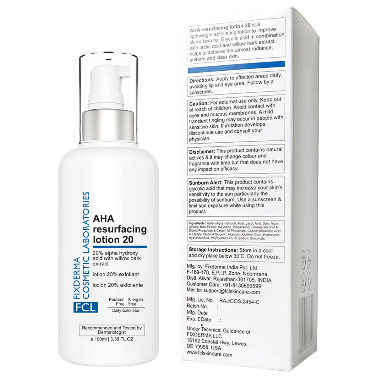 Fixderma Cosmetic Laboratories (FCL) AHA 20% Lotion, 100 ml, Pack of 1 Fixderma Cosmetic Laboratories (FCL) AHA 20% Lotion, 100 ml, Pack of 1