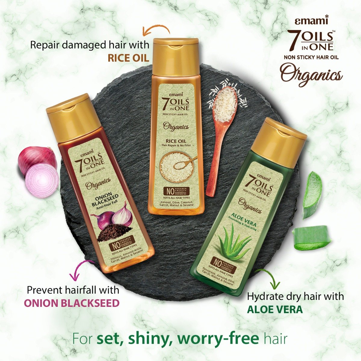 Emami 7 Oils In One Organics Aloe Vera Hair Oil for Hair Nourishing & Hydrating, 200 ml, Pack of 1 Emami 7 Oils In One Organics Aloe Vera Hair Oil for Hair Nourishing & Hydrating, 200 ml, Pack of 1