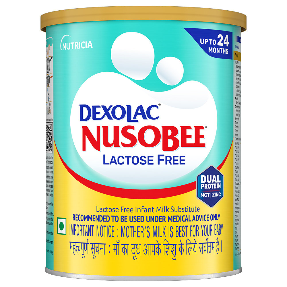 Dexolac Nusobee Lactose Free Infant Milk Substitute Up to 24 Months Powder, 400 gm Tin, Pack of 1 Dexolac Nusobee Lactose Free Infant Milk Substitute Up to 24 Months Powder, 400 gm Tin, Pack of 1