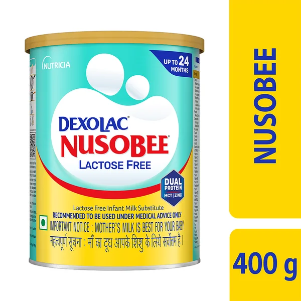 Dexolac Nusobee Lactose Free Infant Milk Substitute Up to 24 Months Powder, 400 gm Tin, Pack of 1