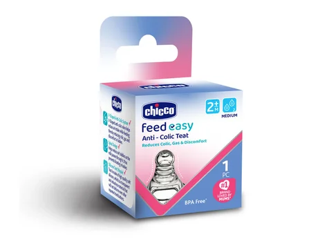 Chicco Feed Easy Anti-Colic Medium Flow Teat for 2+M Baby, 1 Count