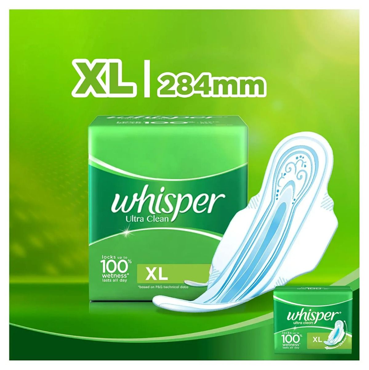Whisper Ultra Clean Sanitary Pads XL, 15 Count, Pack of 1 