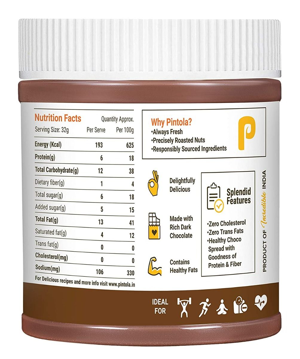 Pintola Dark Chocolate Creamy Peanut Butter, 350 gm Price, Uses, Side