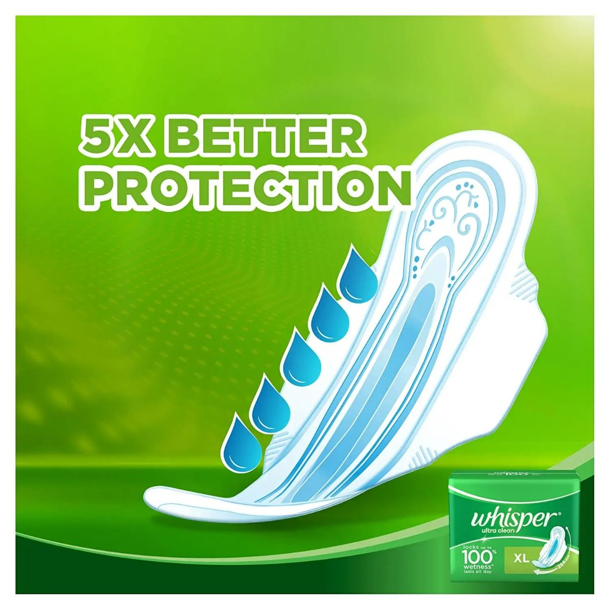 Whisper Ultra Clean Sanitary Pads XL, 15 Count, Pack of 1 