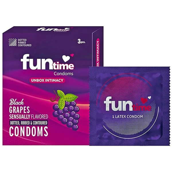 Funtime Black Grapes Sensually Flavour Condoms, 3 Count