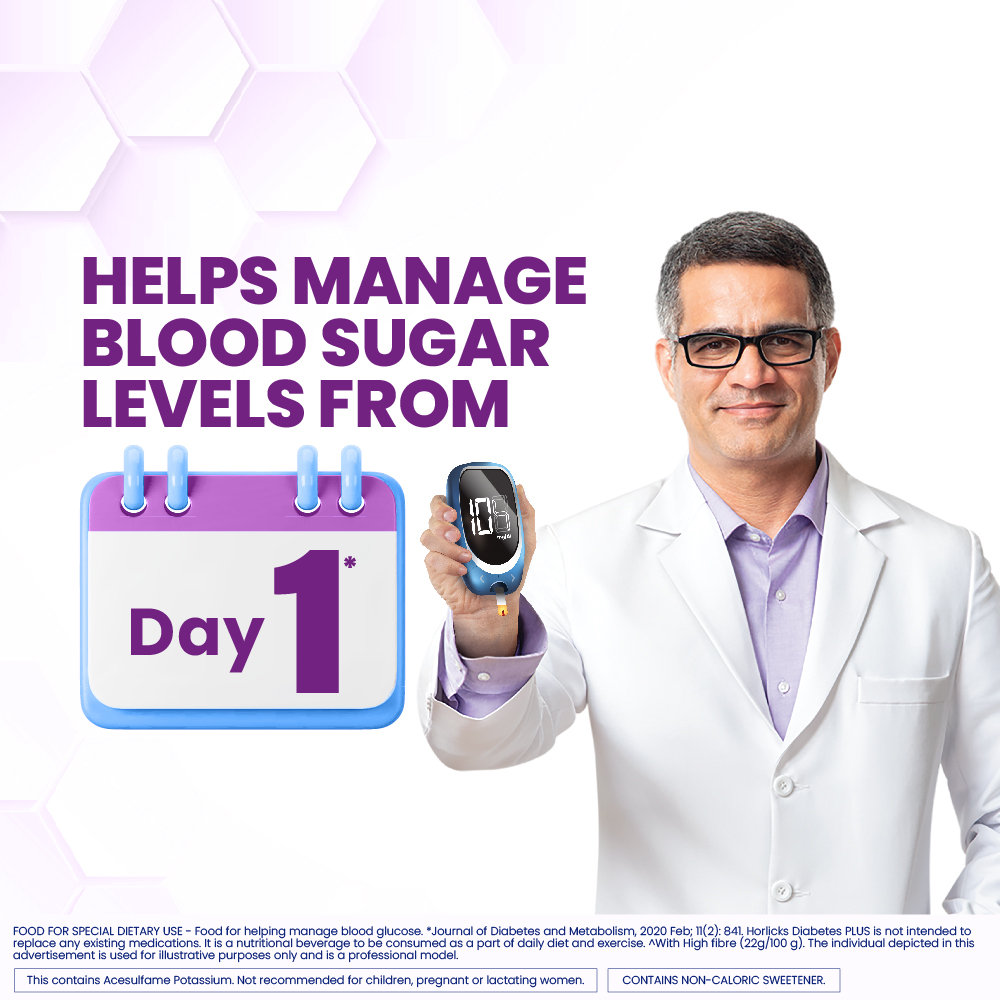 Horlicks Diabetes Plus Chocolate Flavour Nutrition Powder 400 gm | Helps Manage Blood Sugar | Weight Management, Pack of 1 Horlicks Diabetes Plus Chocolate Flavour Nutrition Powder 400 gm | Helps Manage Blood Sugar | Weight Management, Pack of 1