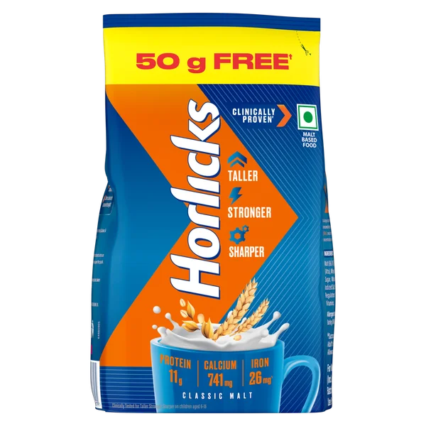 Horlicks Classic Malt Flavour Nutrition Drink Powder 750 gm Refill Pack | Support Immunity | Improves Bone &amp; Muscle Health | Healthy Weight Gain, Pack of 1