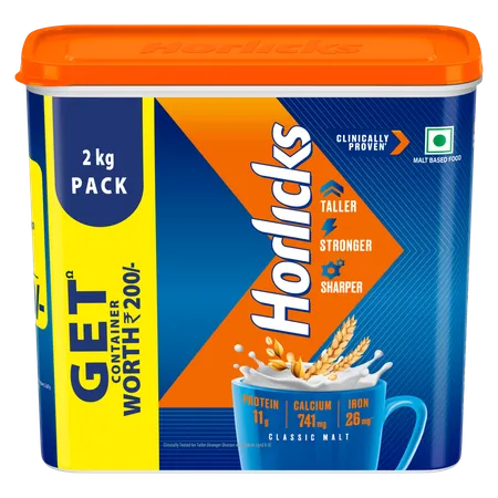 Horlicks Classic Malt Flavour Nutrition Drink Powder 2 kg | Support Immunity | Improves Bone & Muscle Health | Healthy Weight Gain